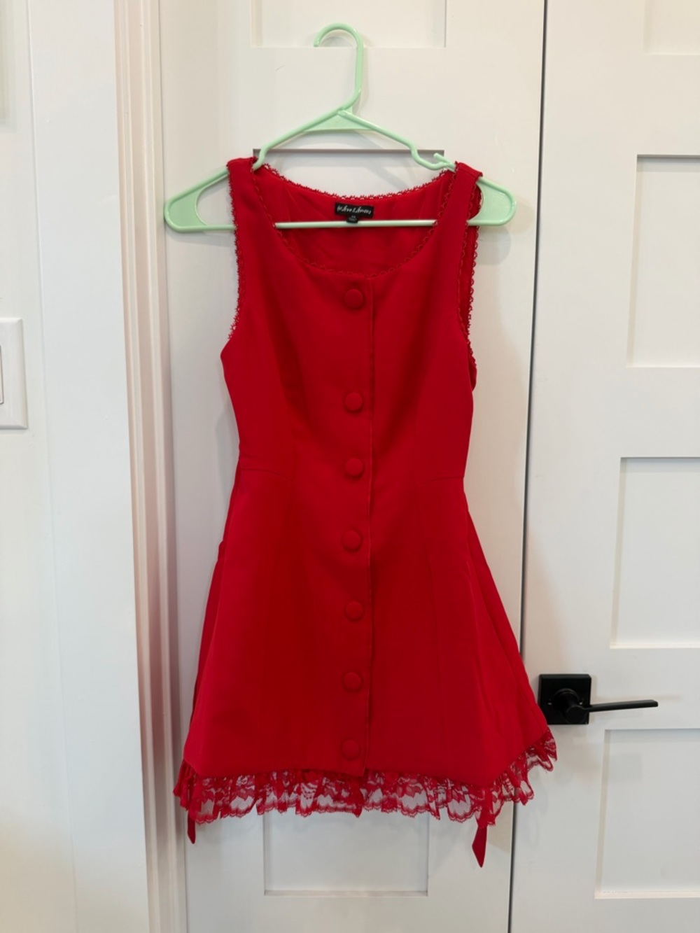 NWOT For Love & Lemons Serena Lace Mini Dress in Red